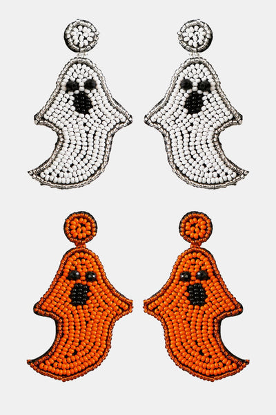 Ghost Shape Beaded Dangle Earrings