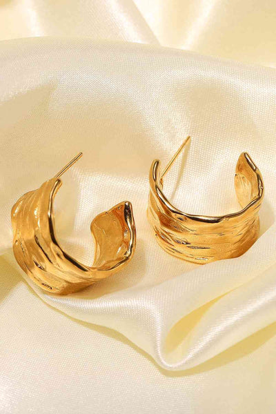 18K Gold-Plated Hammered C-Hoop Earrings
