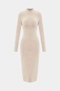 Zip Up Cutout Drawstring Detail Dress