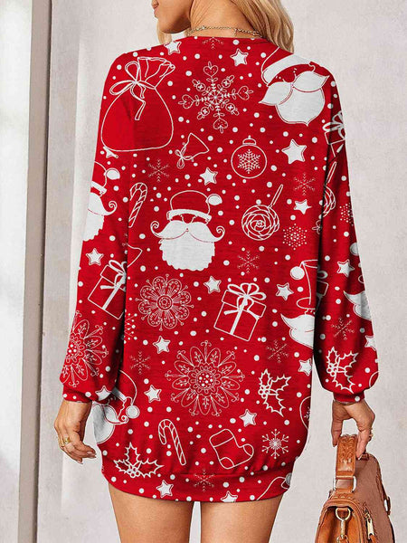 Printed Button Up Long Sleeve Cardigan