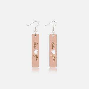 Heart Cutout Wooden Dangle Earrings