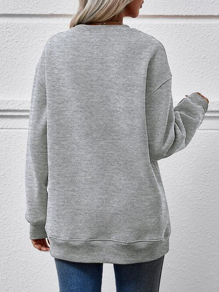 Round Neck Graphic Long Sleeve Sweatshirt